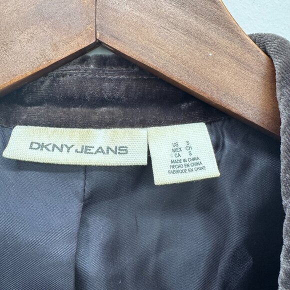 DKNY Jeans Brown Velvet Blazer Lace Trim Womens Y2K Whimsigoth Feminine - S - Picture 2 of 6